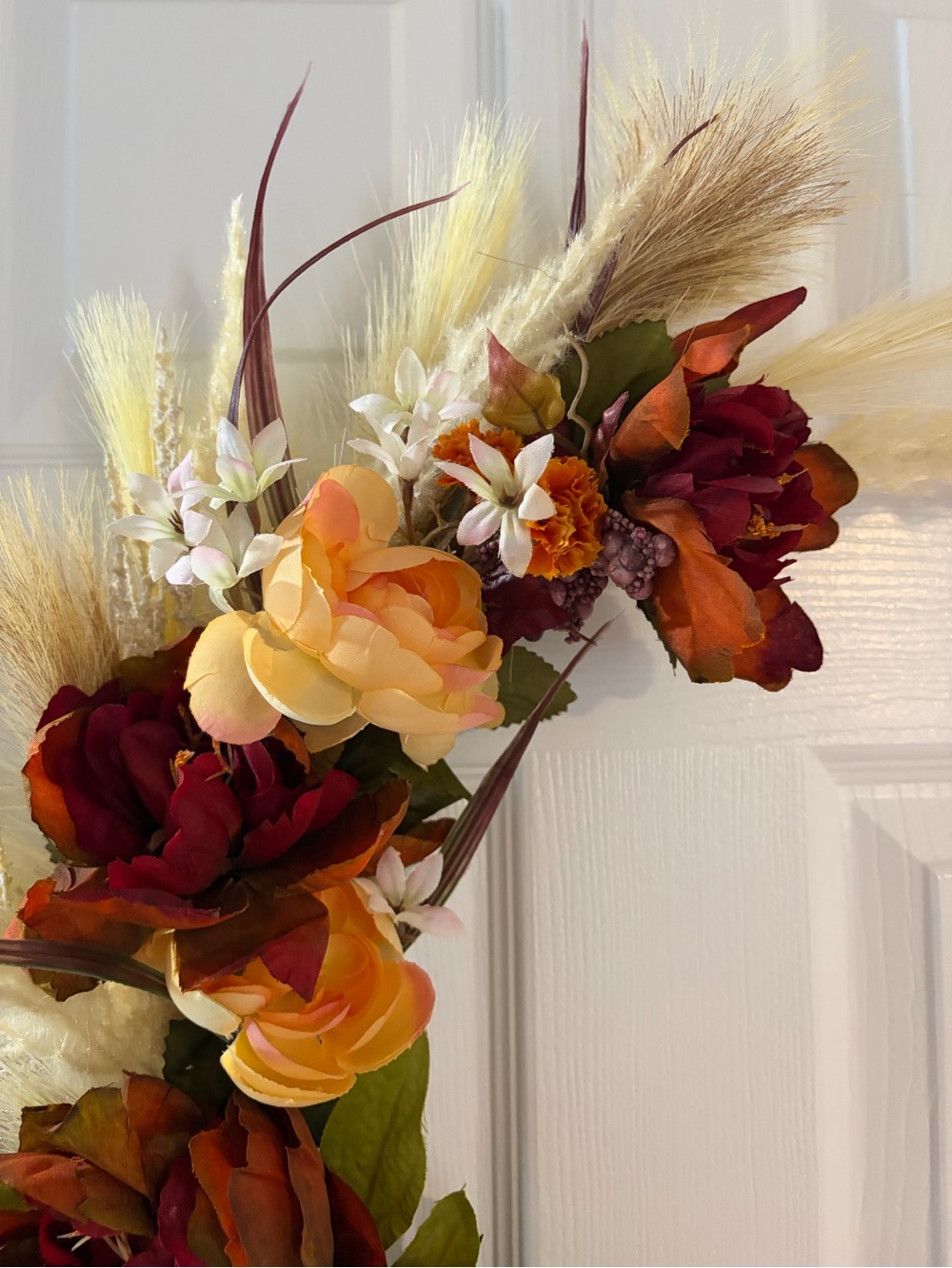 Autumn Meadow Hoop Wreath - Burgundy and Cream - Unbranded - Picture 3 of 5